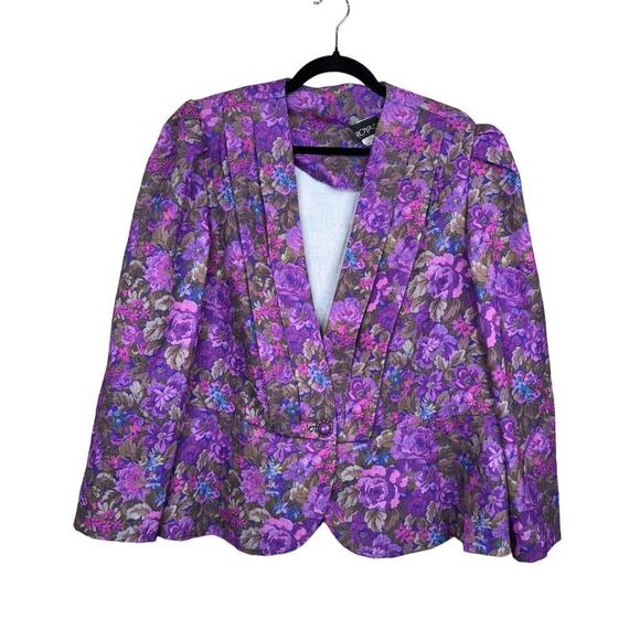 Royal Design Women's Plus Size 22 Purple Floral Vintage Blazer‎ - Picture 1 of 12